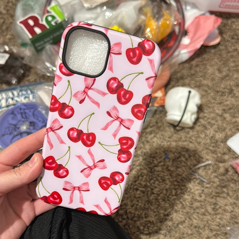 Cherry Pattern Phone Case - Pink